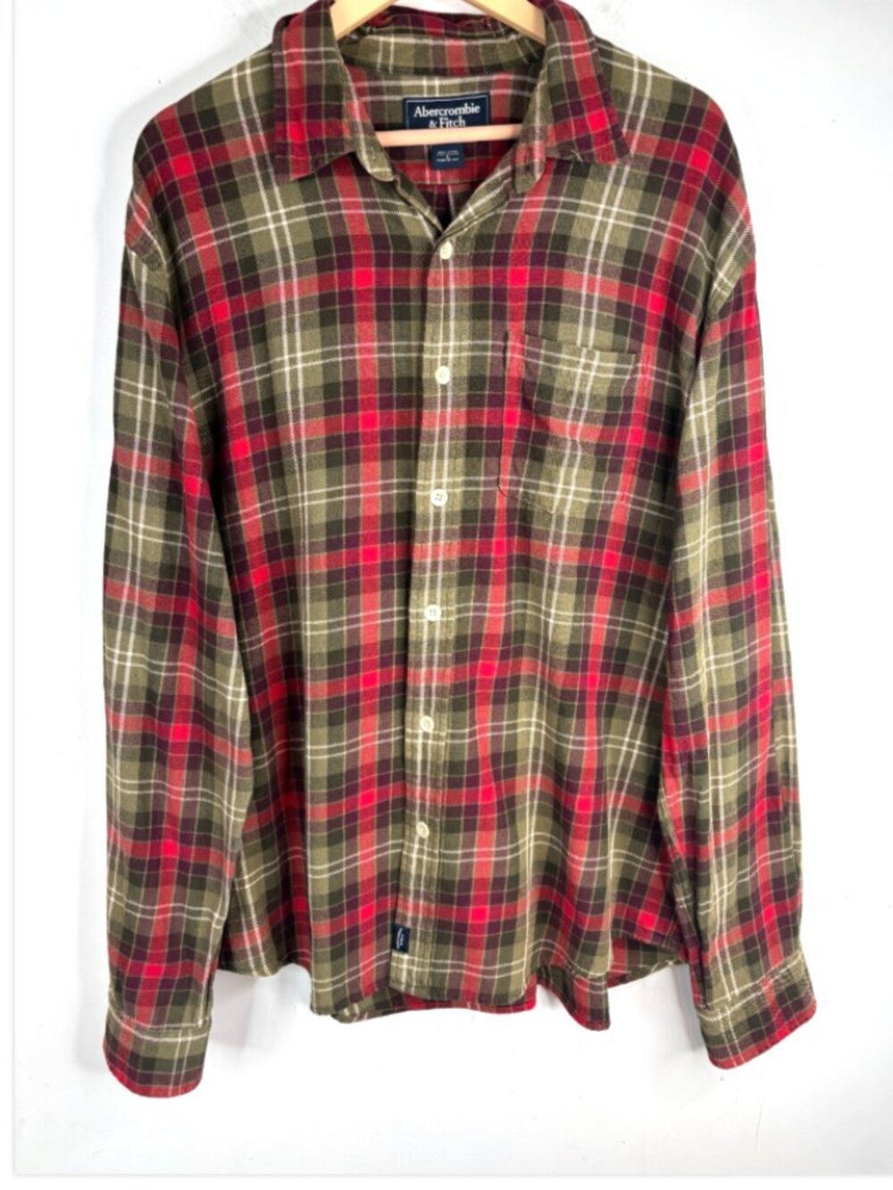 VTG Abercrombie Flannel Shirt L Plaid Big Shirt Button Down Grunge Y2K Fisherman